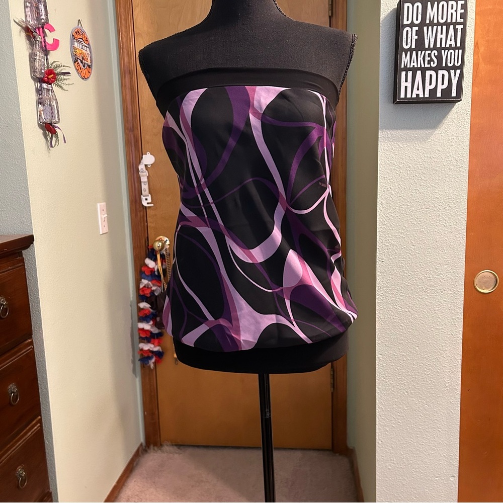 Lipsy Black and Purple Strapless Tank Top